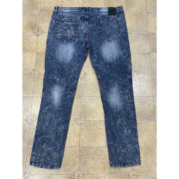 Scoop Men’s Paint Spattered Moto Jeans 38x30 Acid Wash Distressed Biker Denim - Picture 2 of 15